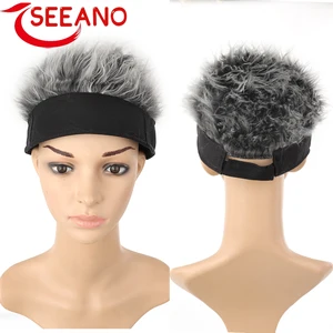 SEEANO Synthetic Hip Hop Cap Wig Hat Hat Men Novelty Hip Hop Beanie Hat With Fake Hair Funny Landlord Cap Adjustable Streetwear