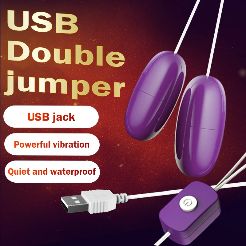 

USB двойной вибратор-яйцо, забавная игрушка для женщин, бесшумное, сильная вибрация, прыгающее яйцо, мастурбатор Инь, император, раздражающее