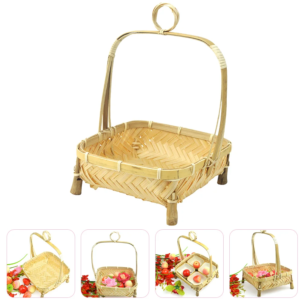 

Basket Holder Fruit Flower Woven Vegetable Hand Basketspicnic Container Weaving