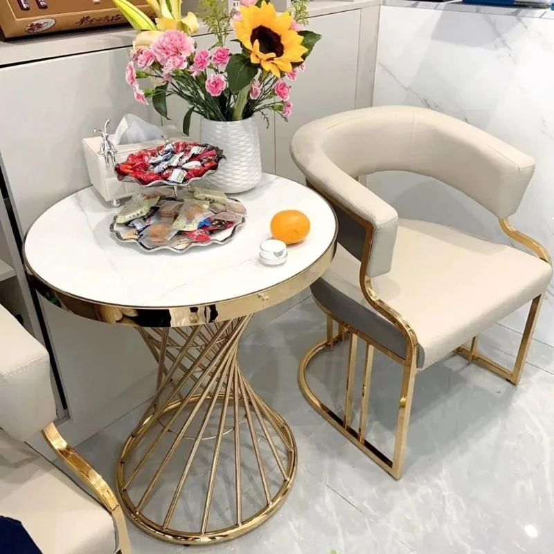 Скандинавский Простой Круглый угловой стол для отдыха имитация мрамора кофейный