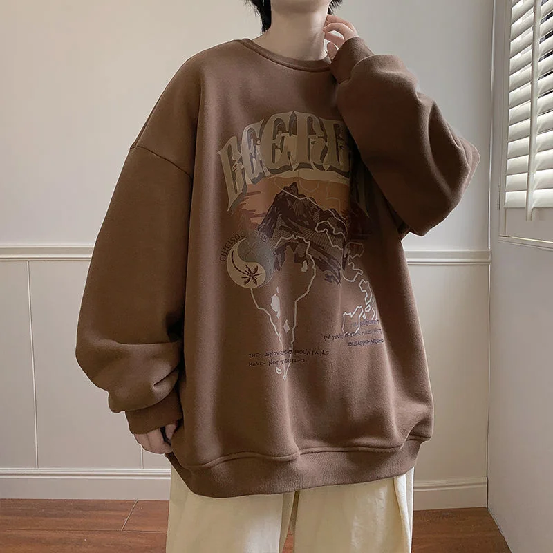 

Privathinker American Vintage Men's Round Neck Hoodies Autumn Fashion Pullovers High Street Male Hip Hop Sweatshirts Large Size