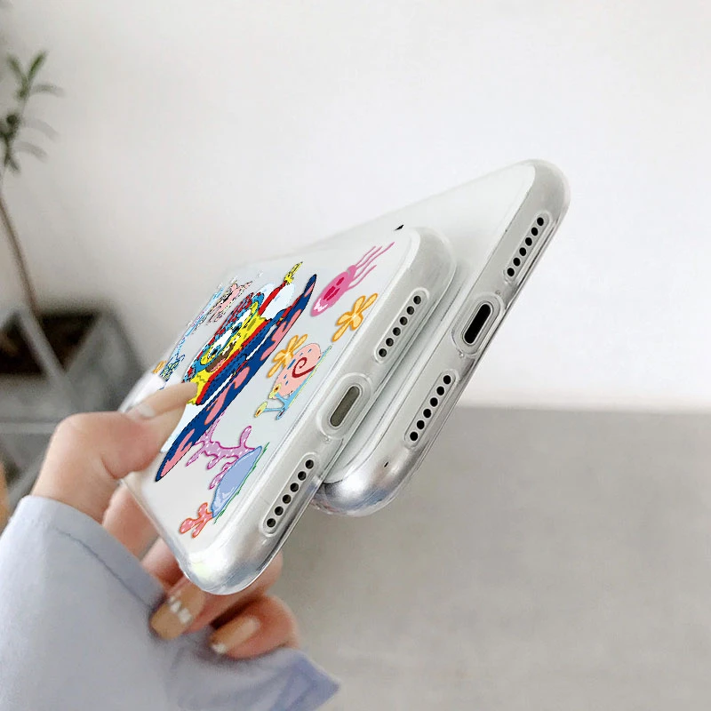 Мягкий силиконовый прозрачный защитный чехол для Poco C65 губка-Боб-Патрик-звезда