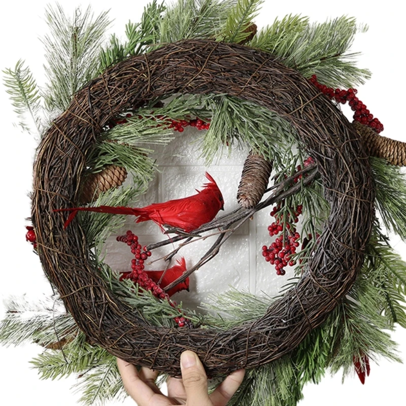 

B0KB Decorative Artificial Wreath Simulation Christmas Berries Wreath Front Door Garlands Entrance Decor for Holiday New Year