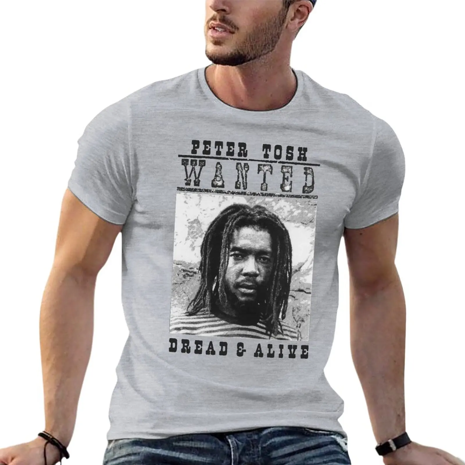 

Wanted Dead Or Alive Peter Oversize T-Shirts Brand Mens Clothes 100% Cotton Streetwear Big Size Tops Tee