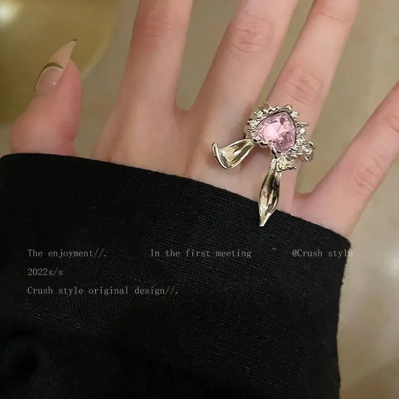 

Zircon Rabbit Open Ring Jewelry Women's Custom Finger Stacking Accessories Wholesale Friend Decoration Gift Summer