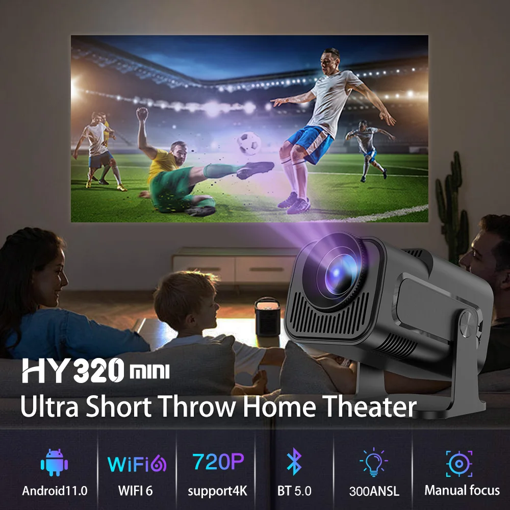 Фото Велек 300 Ansi HY320 Мини-проектор Обновление 4K Android 11 WiFi 6 BT 5.0 Allwinner H713 Домашний уличный портативный проектор для кемпинга №5