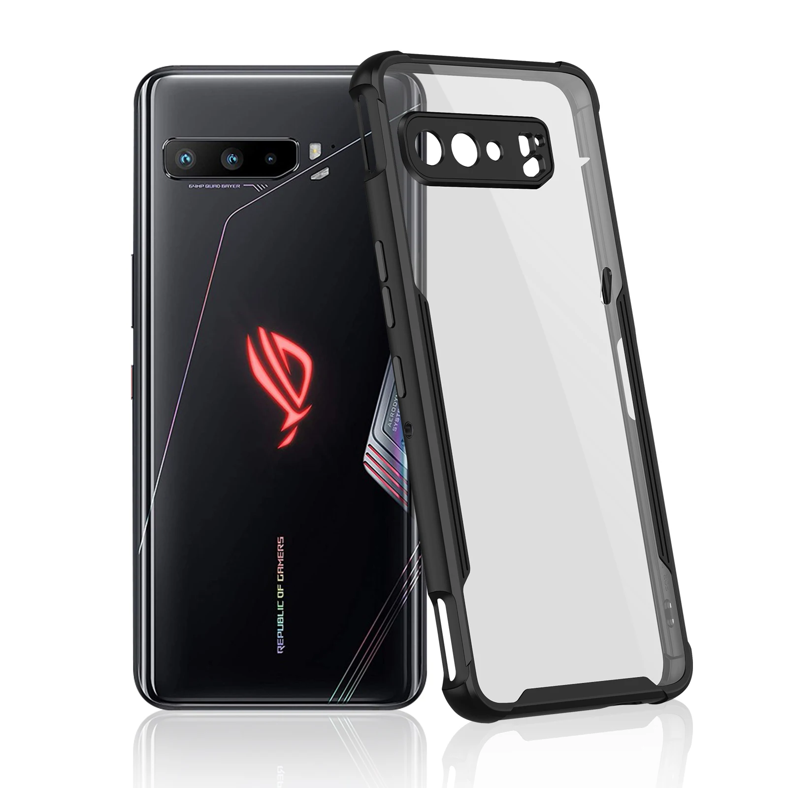 ZSHOW Case  for ASUS ROG Phone 3 Armour Case TPU Frame with Clear PC Back Air Trigger Compatible Amazing Drop Protection