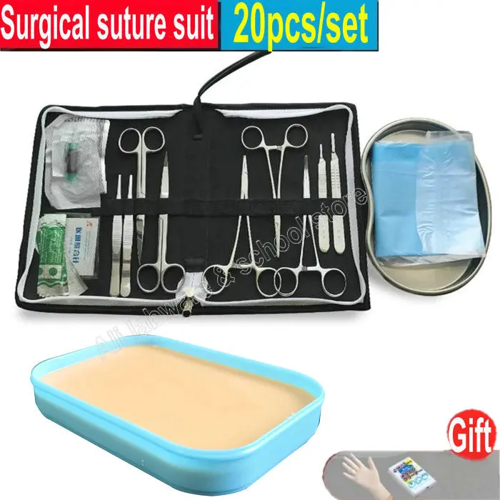 20pcs/set Surgical suture suits operation debridement sets training instrument tool kit for Medical/science/Students