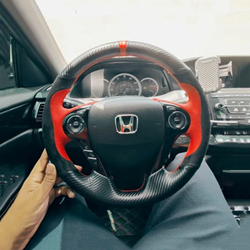 

Car Steering Wheel Cover Carbon fiber For Honda Accord 9 2013 2014 2015 2016 2017 Crosstour 2013 2014 2015 Car Accessories