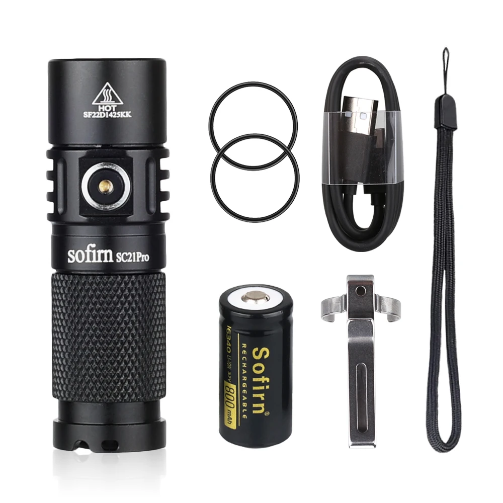Sofirn SC21 Pro Anduril 1 0 Mini 16340 мощный светодиодный фонарик USB C перезаряжаемый 1100lm LH351D 90CRI -
