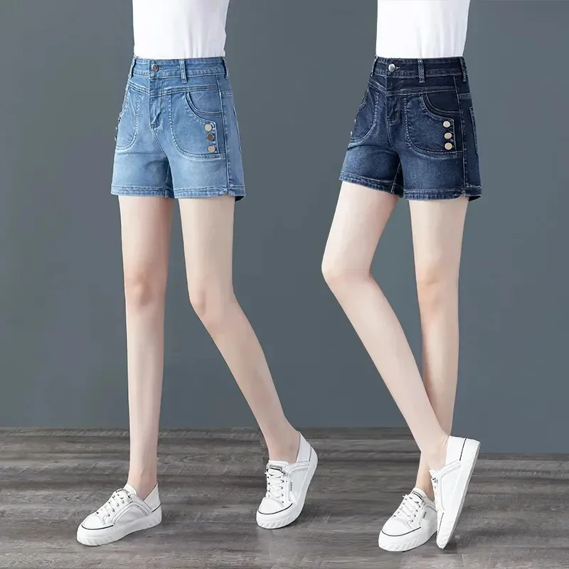 Шорты женские джинсовые с завышенной талией универсальные модные повседневные