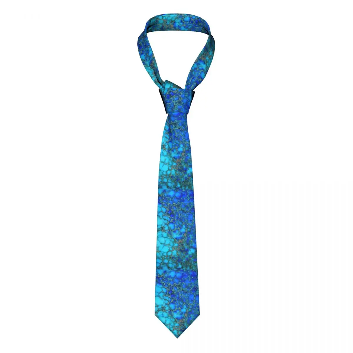 

Blue Marble Texture Tie Turquoise Stone Print For Men Pattern Neck Ties Gift Blouse Office Polyester Silk Cravat