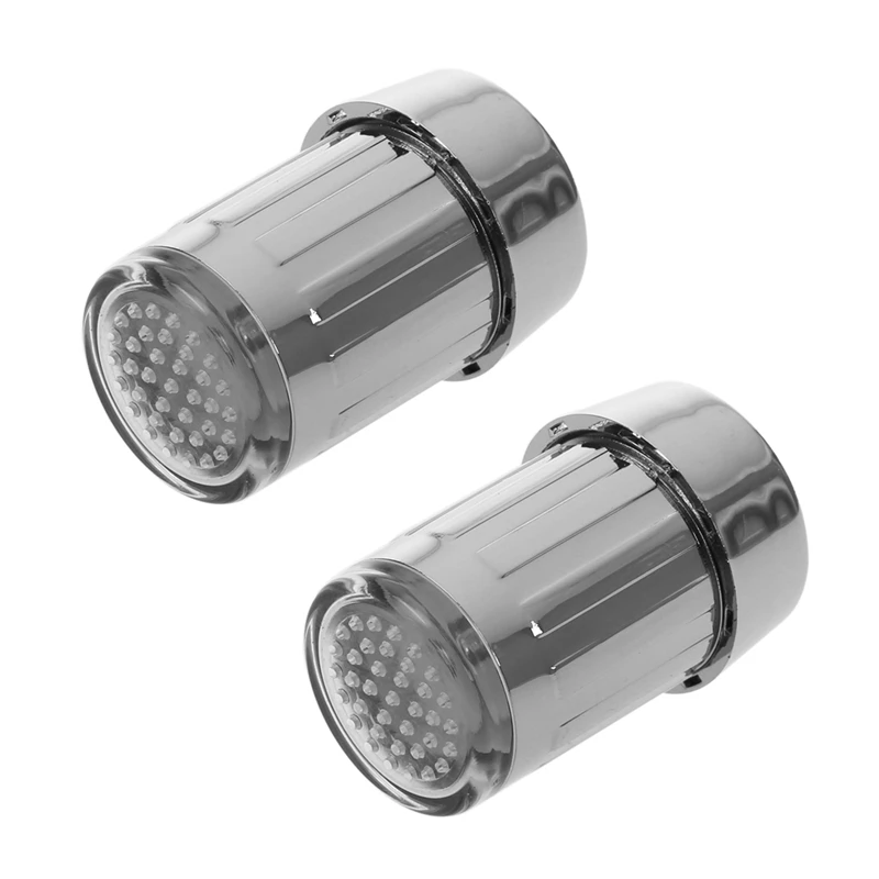 

2X Blue LED Light Water Stream Faucet Tap ABS Round Connector For Bathroom Or Kitchen
