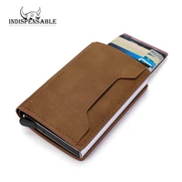 2021 new rfid protector slim credit card holder pu leather wallet aluminium men women metal wallet for business card package