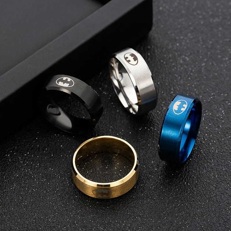 Кольцо мужское из нержавеющей стали с лазерным логотипом, 8 мм