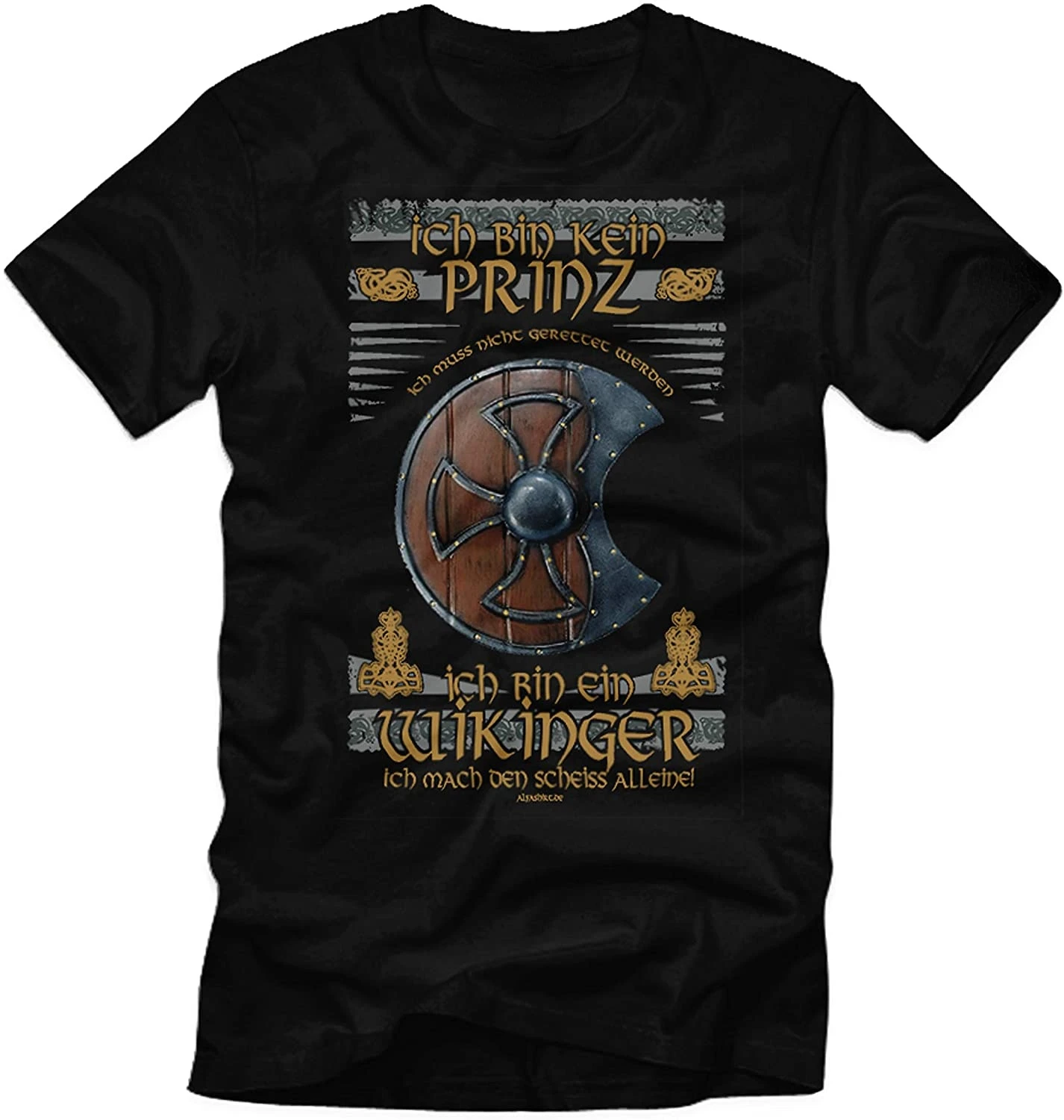 

Men T-Shirt with German Text "Ich Bin kein Prinz Vikings Warrior Thor Odin" Short Sleeve 100% Cotton Summer Shirts