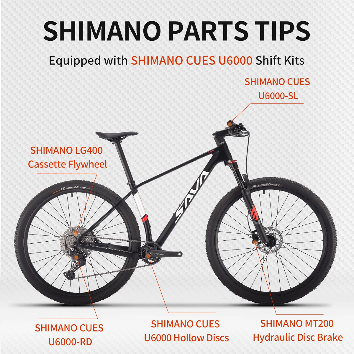 Горный велосипед SAVA 2026 из углеродного волокна, 11 скоростей, с группсетом SHIMANO CUES U6020. (art.: 3920dcb32f332) - 3920dcb32f332
