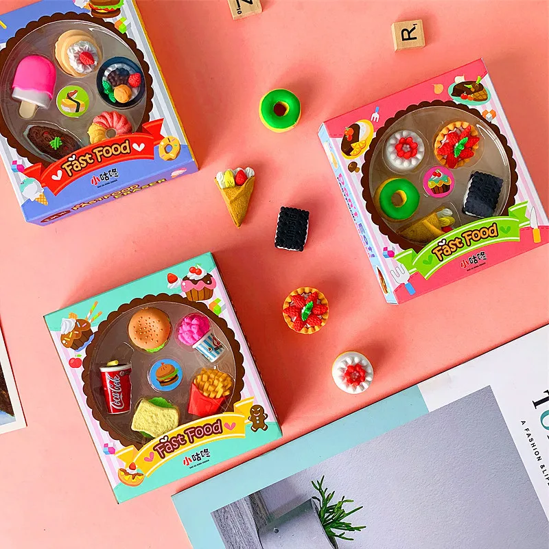 

Ластик для пиццы и торта Детские Мультяшные съемные забавные кожаные школьные принадлежности для учеников