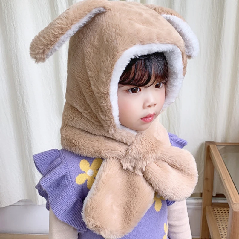 

New Rabbit Warm Knitted Hat Scarf Set Baby Winter s Caps Bonnet Kids Boys Girls Beanie Autumn Outdoor Accessories