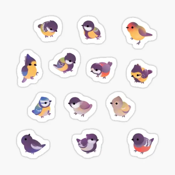 

Little Bird Paridae 5PCS Stickers for Luggage Home Wall Decor Print Car Room Window Stickers Background Art Funny