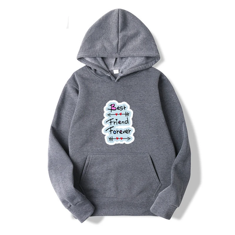 Best Friend Forever Printed Hoodie Casual Youngers Spring Long Sleeve Hooded Sweatshirts Pullover Female Loose Sweater images - 6