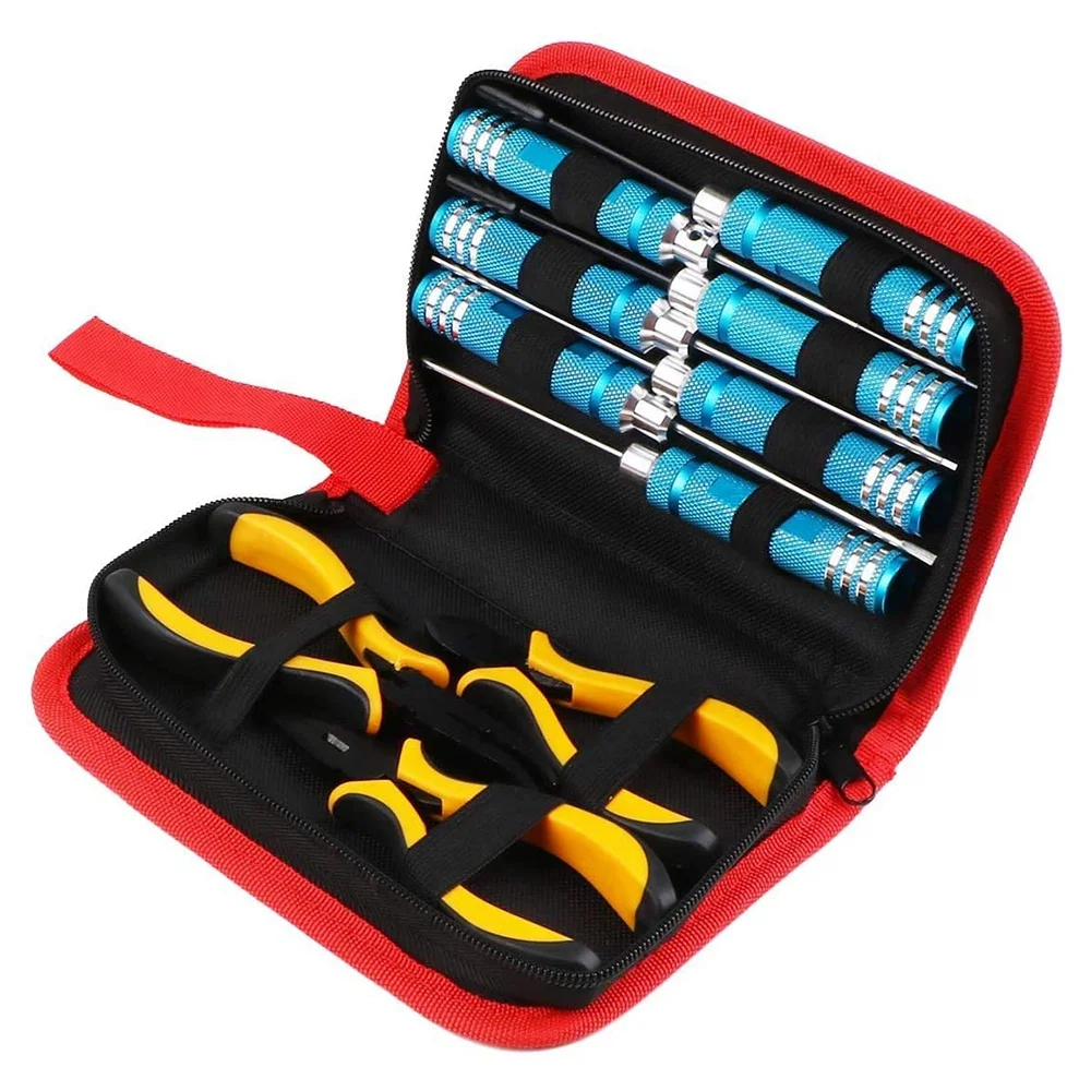 

10 in 1 Hex Screwdriver Kit Flat Phillips Hex Screwdriver Nut Screwdriver Body Wire Cutter Pliers Tweezers for RC Car