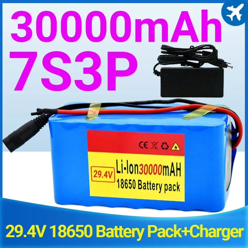 

NEW2023 24V 30Ah 7S3P 18650 Li-ion Battery Pack 29.4V 30000mAh Moped //Lithium Ion Battery Pack+ 2A Charger