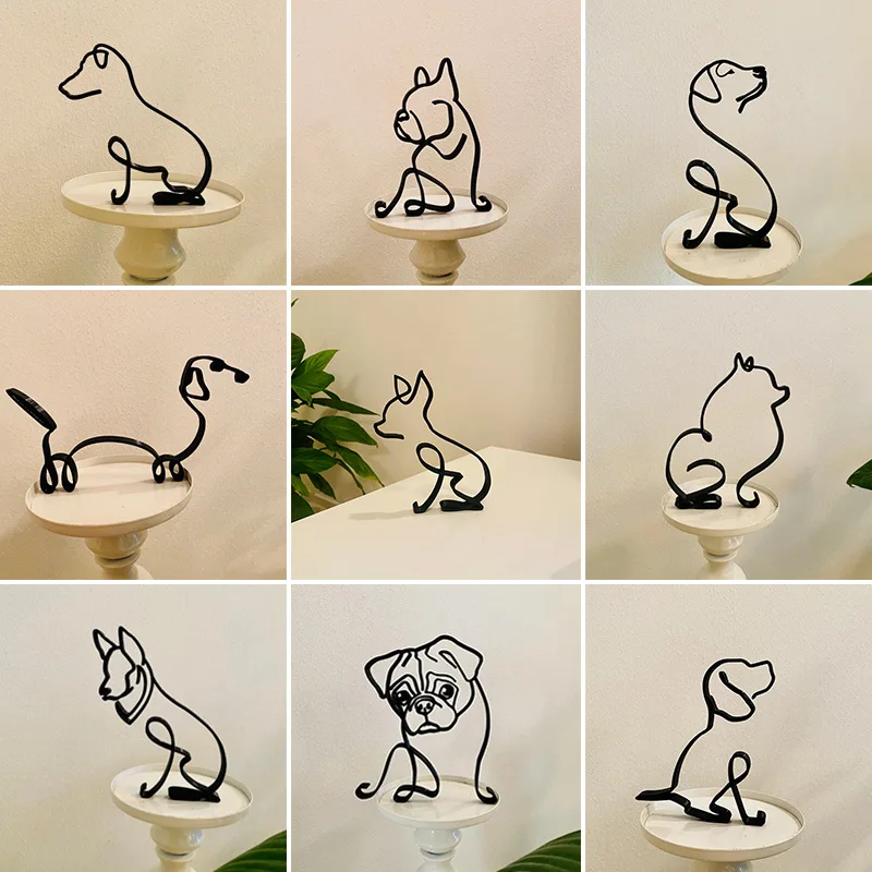 

Минималистичное металлическое украшение в виде животных, искусство собаки, искусство, скульптура для собаки, украшение для дома, металличе...