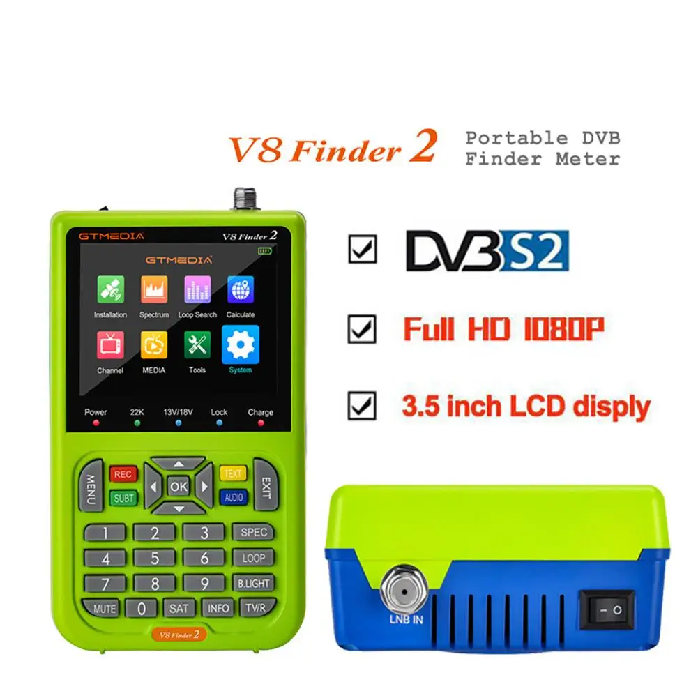 

Freesat 1080p Hd V8 Finder2 метр Dvb-s/s2 Цифровой спутниковый искатель Type-c перезаряжаемый сигнальный приемник