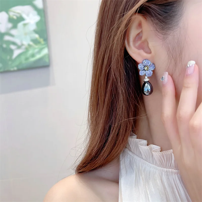 

French court style Fashion Earrings Flower Drop Pearl Earrings