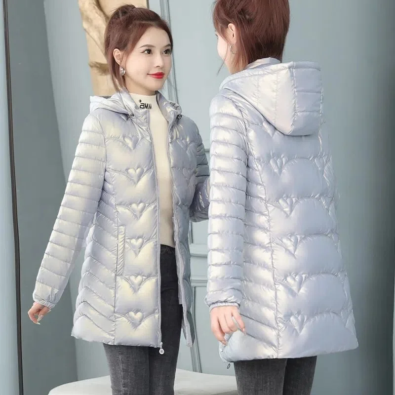 2022 New Winter Jacket Long Coats Women Parkas Hooded Glossy Down Cotton Jacket Warm Casual Parka Padded Cotton Coat Female