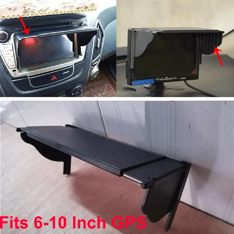 

6"-10" Car Navigator Sun Shade Anti-Glare Anti-reflections Black GPS Universal Visor Sunshade ABS Adjustable