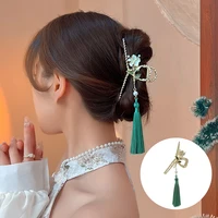 tassel hair claw china style retro drop oil flower hair clip barrette alloy hairpin ponytail clip crab hanfu accessories