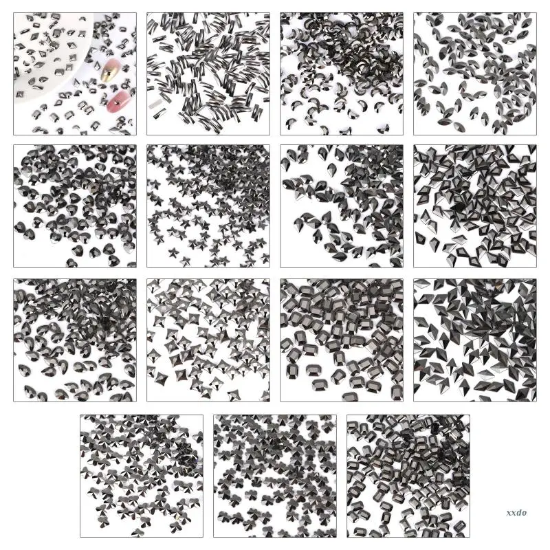 

Черный Кристалл Стразы для дизайна ногтей с плоской задней поверхностью, камни разной формы, стразы для дизайна ногтей, самодельные Украшения, Аксессуары для рукоделия