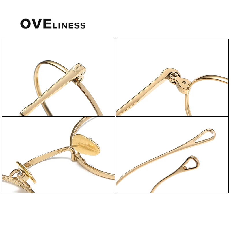 Оправа для очков из чистого титана 2024 Женские винтажные круглые очки оправы по