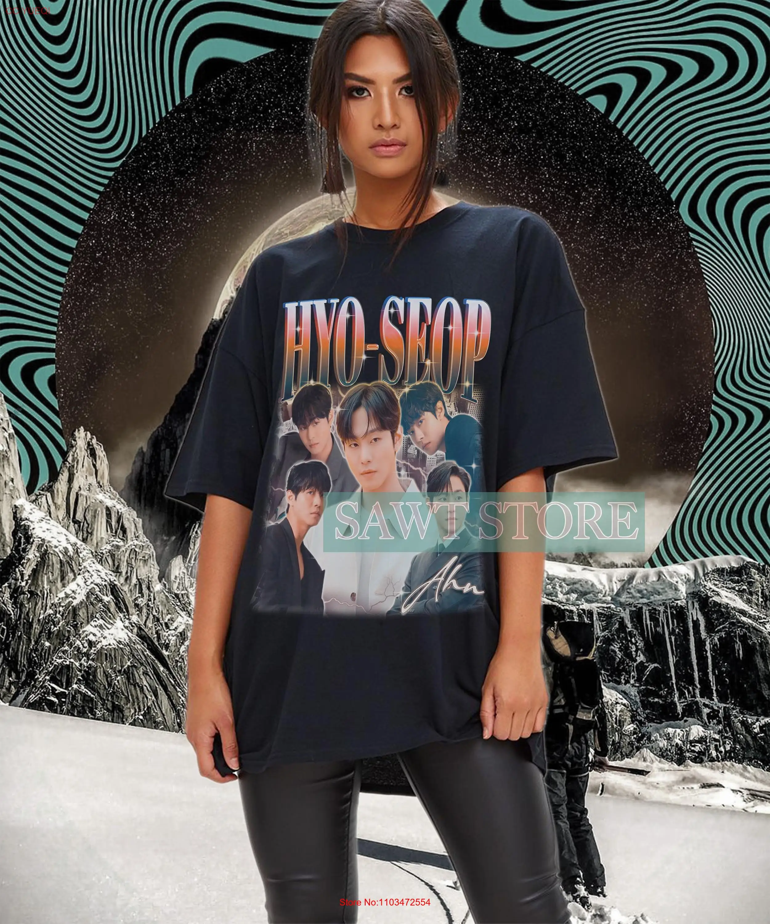 Ограниченная коллекция AHN HYO SEOP винтажная футболка свитер в стиле ретро с