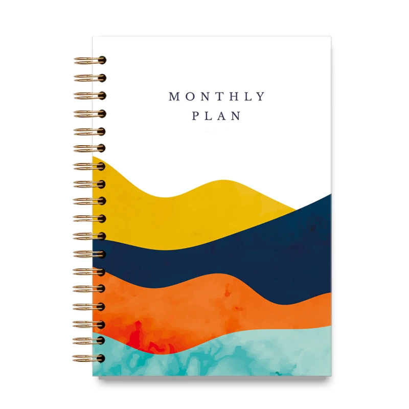 A5 English Version Coil Month Plan with Separator Page Schedule List Notebook Student Self-discipline Office Study Stationery