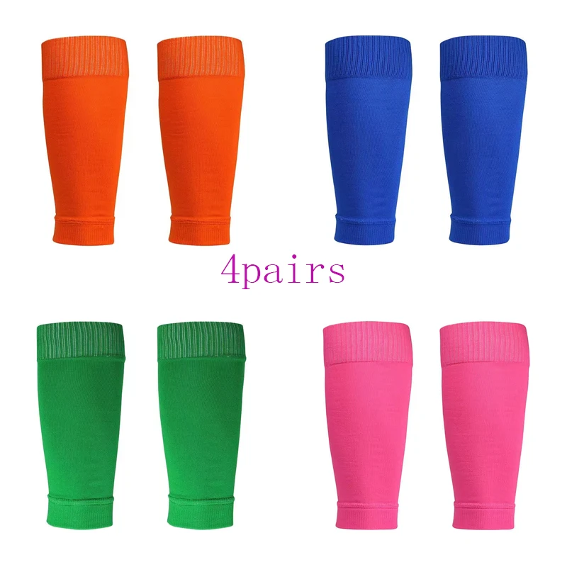 4pairs New Football Socks Shin Pads Leg Cover Men Women Grip Cutsocks