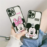 bandai mickey mouse phone cases for iphone 11 pro max 12 xr xs max 8 x 7 se 2022 couple transparent soft silicone cover gift