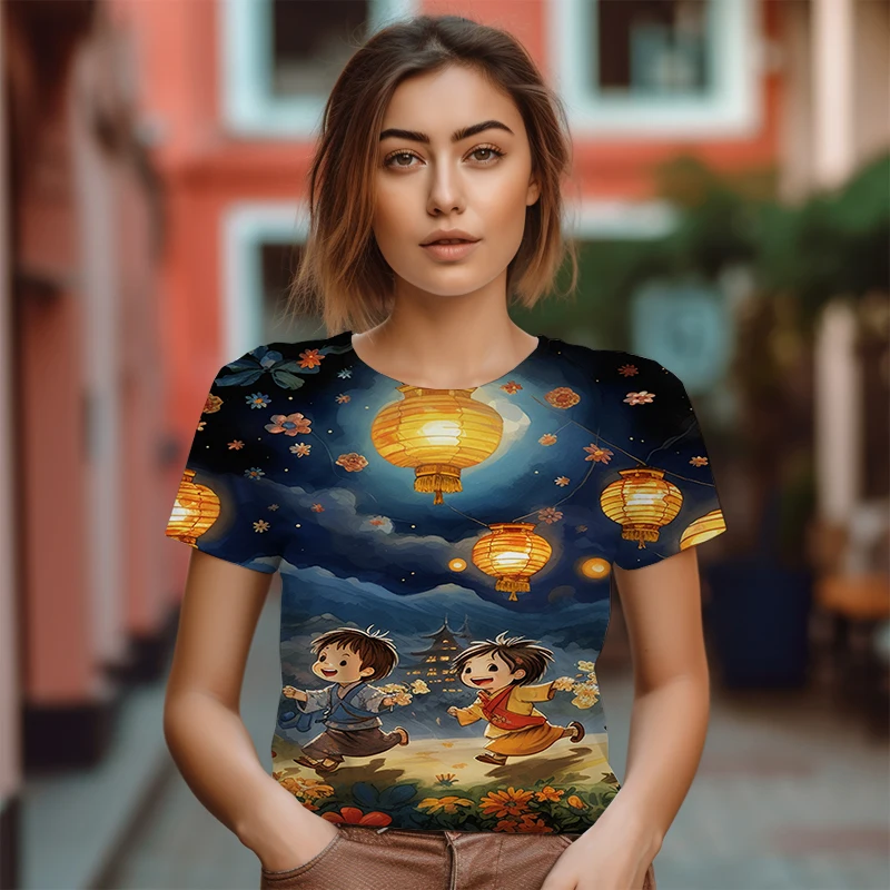 

New 3D Printing Pattern T -shirts In Summer Street Casual T -shirt 2023 Fashion Minimalist Ladies Oversized T -shirt