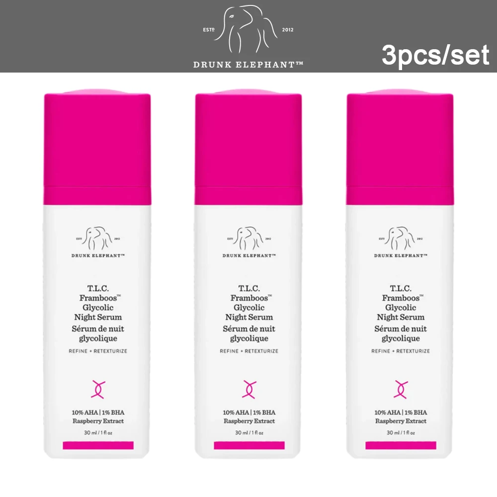 

3PCS Framboos Glycolic Night Serum AHA / BHA Gel Resurface Dull Congest Skin Care Улучшение морщинистых пор на лице
