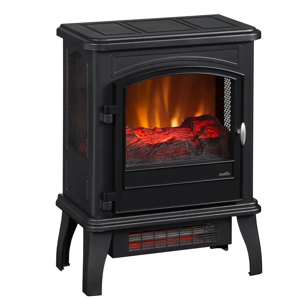 electric fireplace ® Infrared Quartz  Fireplace Stove Heater, Black with fire flame