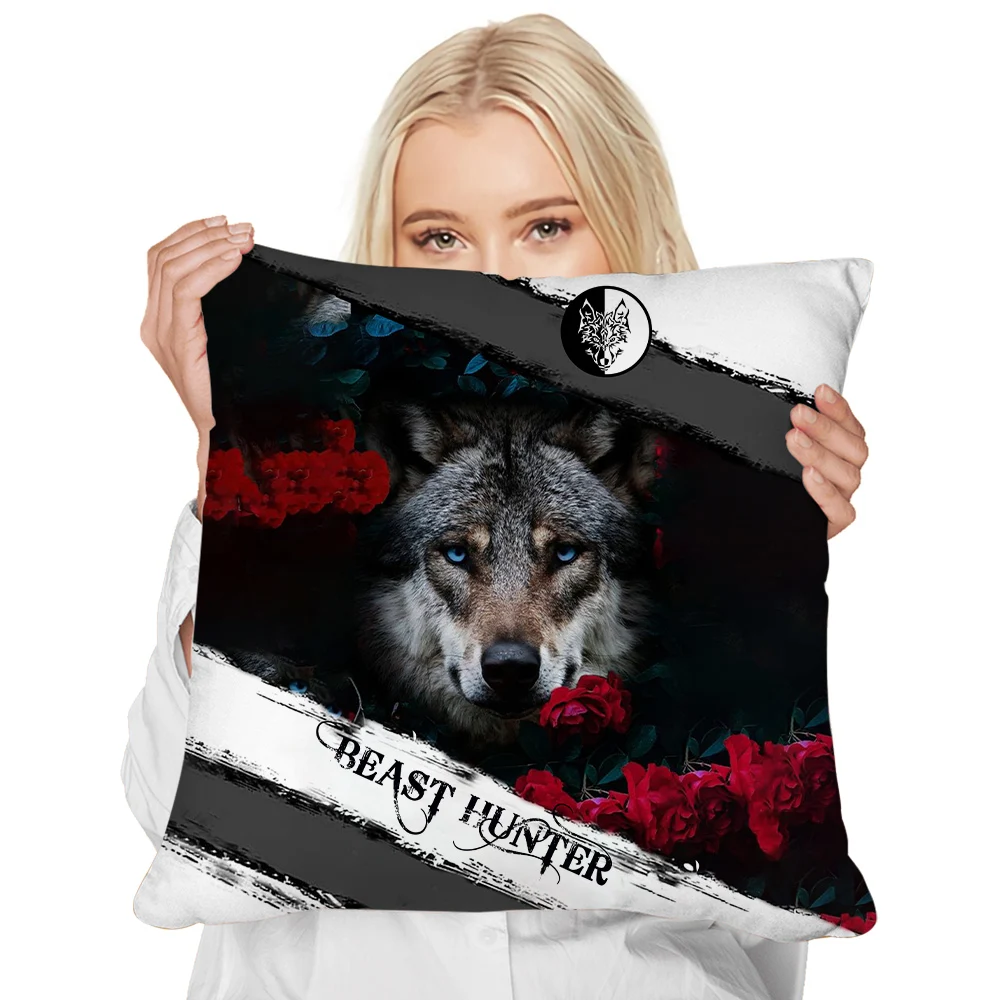 CLOOCL Beast Hunter наволочки животное волк цветочные розы 3D печатные подушки на молнии
