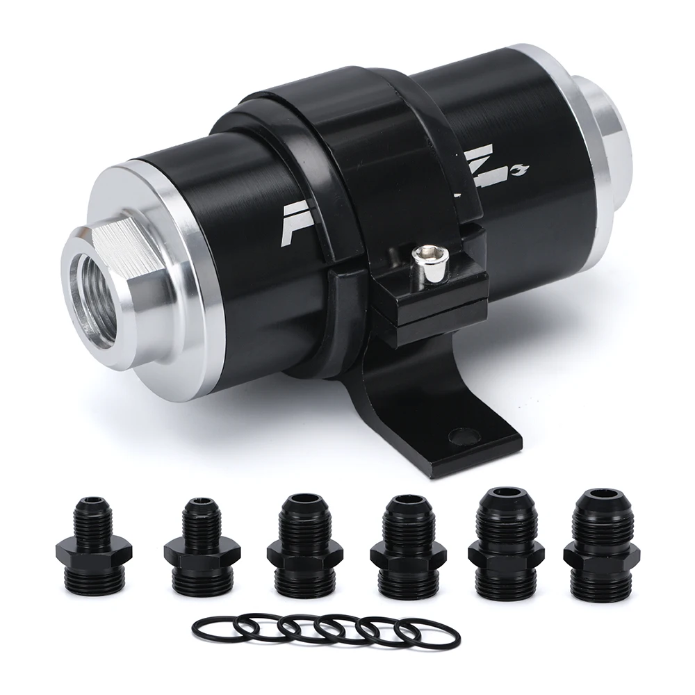 

Универсальный линейный топливный фильтр 58 мм с адаптером AN6 AN8 AN10, фитинги, элемент 50 микрон и кронштейн топливного фильтра 60 мм для бензина