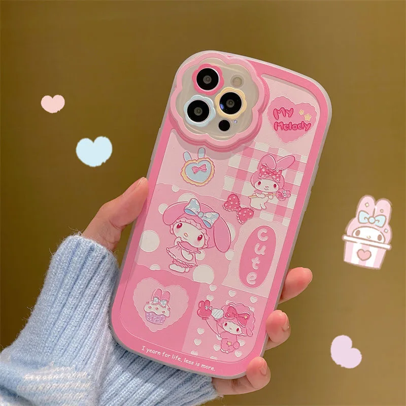 Sanrio Melody Pink Cute Phone Cases For iPhone 13 12 11 Pro Max XR XS MAX X 2022 Lady Girl Cartoon Luxury Anti-drop Soft Cover images - 6