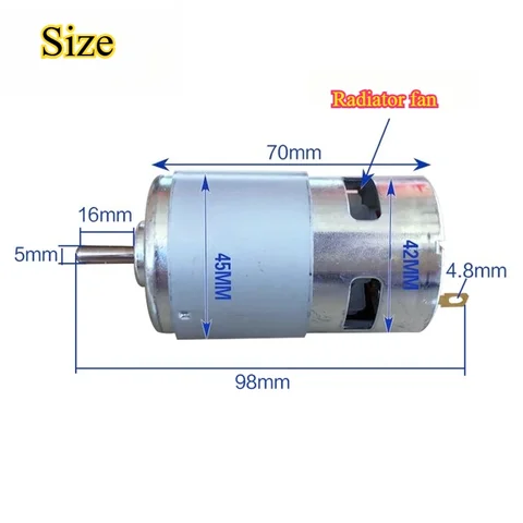 Double Ball Bearing 795 DC Motor Round Shaft 12V24V High Speed, High Power and High Torque More Powerful Than 775 Motor 6.5KG/cm
