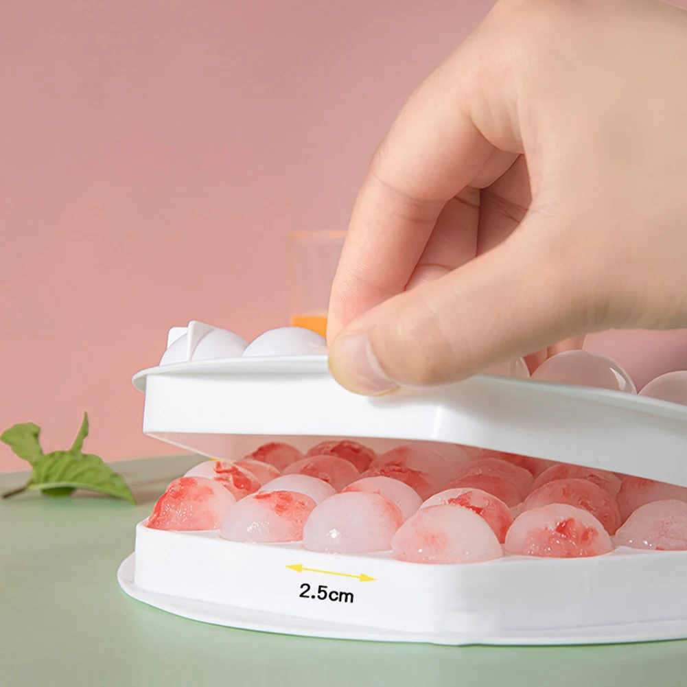 

Round Ice Cube Tray With Lid Plastic Diamond Style Ice Cube Mold Refrigerator Spherical DIY Moulds Ice Ball Maker Kitchen Tools