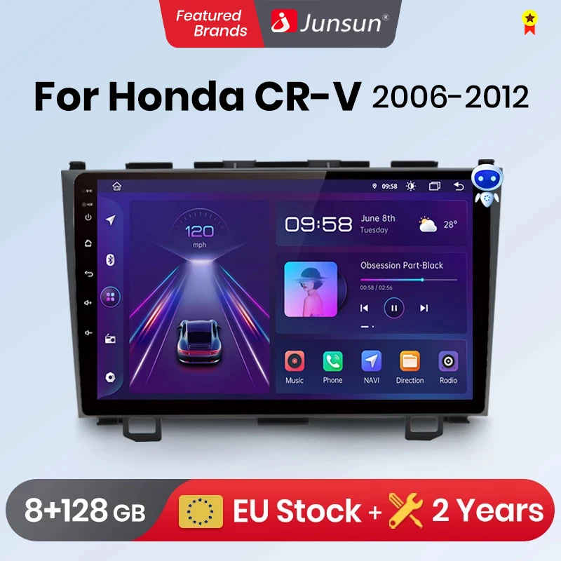 Junsun V1pro AI Voice 2din Android автомобильное радио для Honda CR-V 3 RE CRV 2007-2011 Carplay 4G Автомобильный