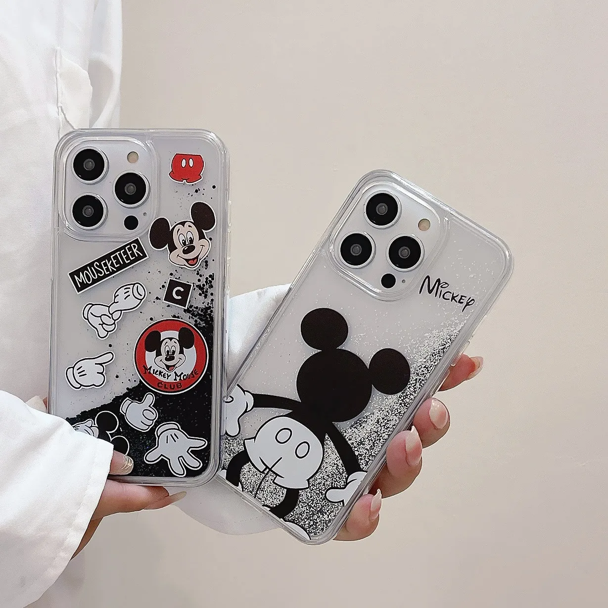 

3D Quicksand Cute Mouse pattern case for iPhone 14 14Pro 14Promax 13 13Pro 13Promax 11 12 12Promax 15 Straight edge hard shell