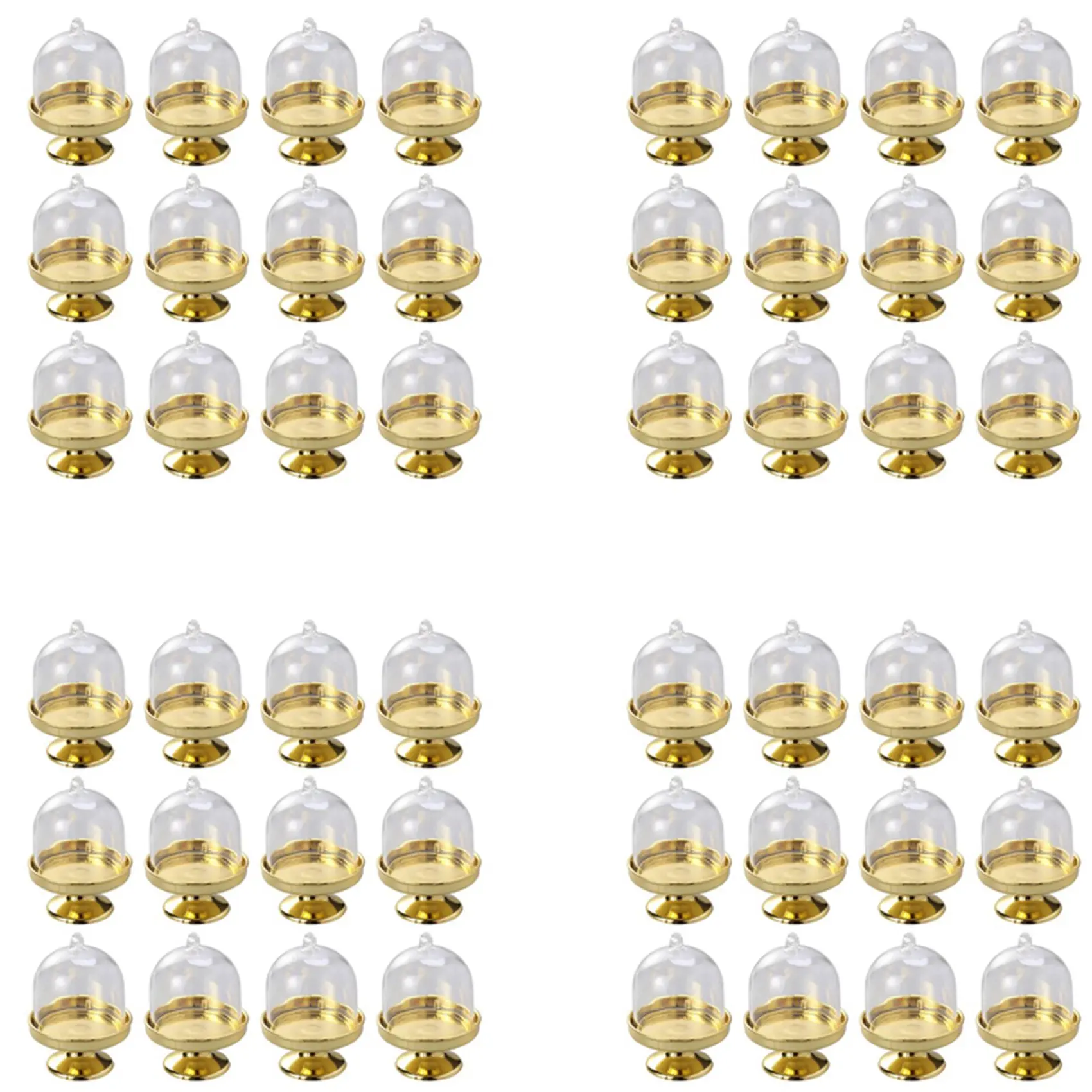 

48-Piece Mini Cake Stand Chocolate Cake Candy Display Board with Lid for Birthday and Wedding Supplies (Golden Base)